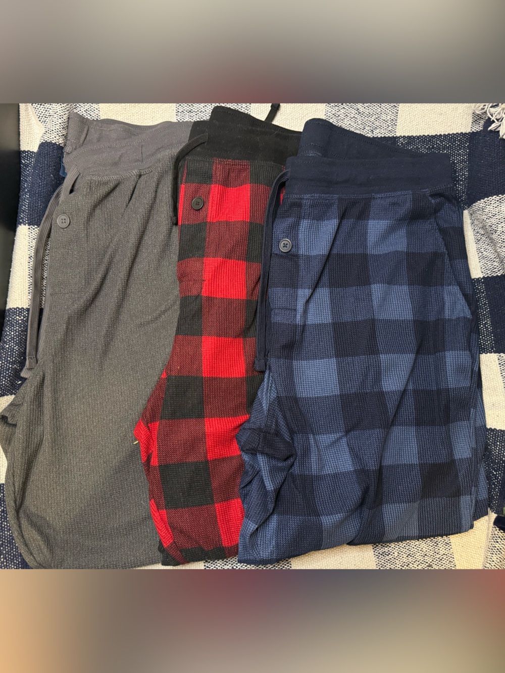 LOT OF 3 George Men’s Lounge Pants Joggers Waffle Knit Plaid Size Large